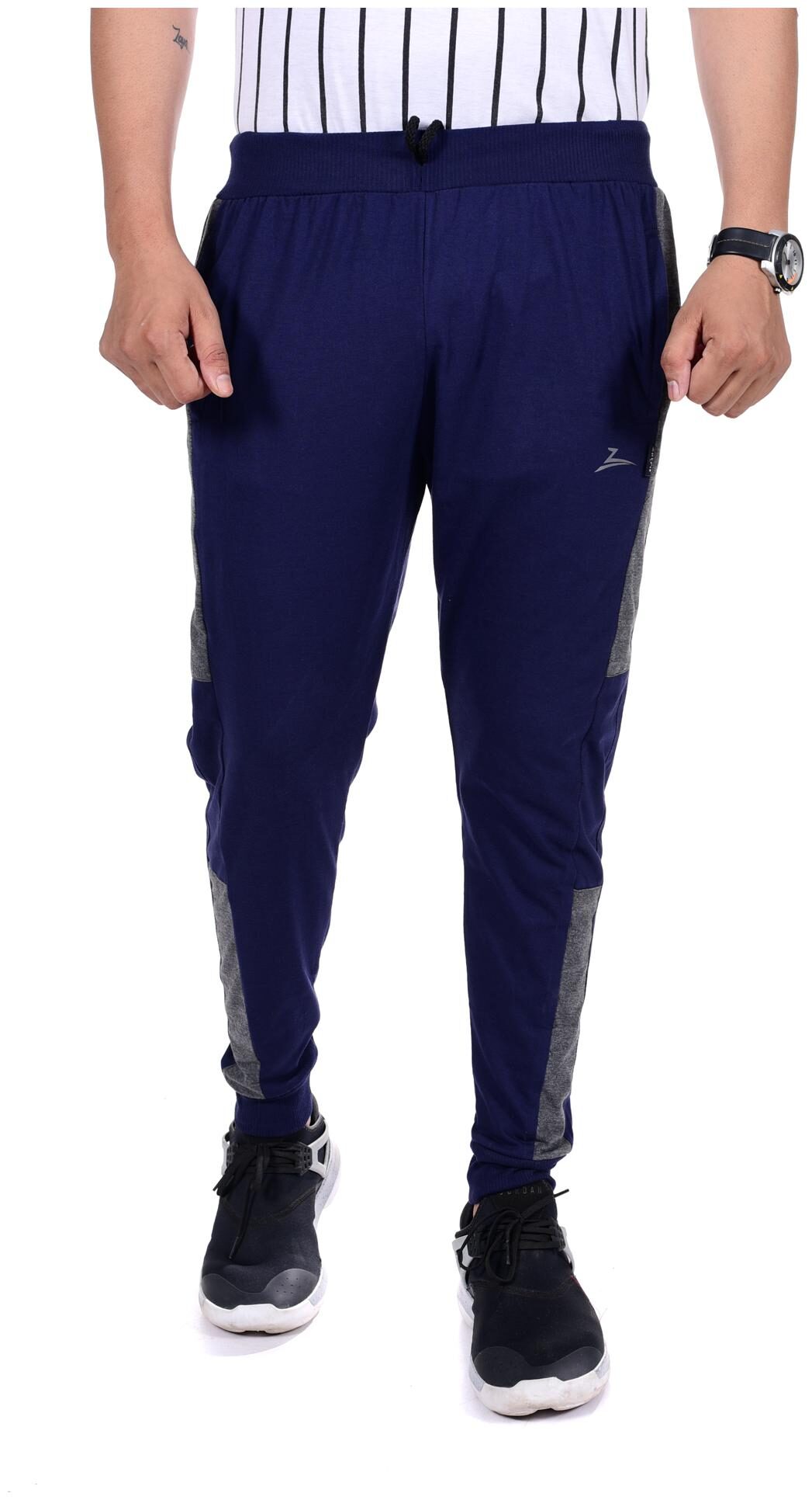 

Zeffit Men Poly Cotton Regular Fit Joggers Navy Blue color