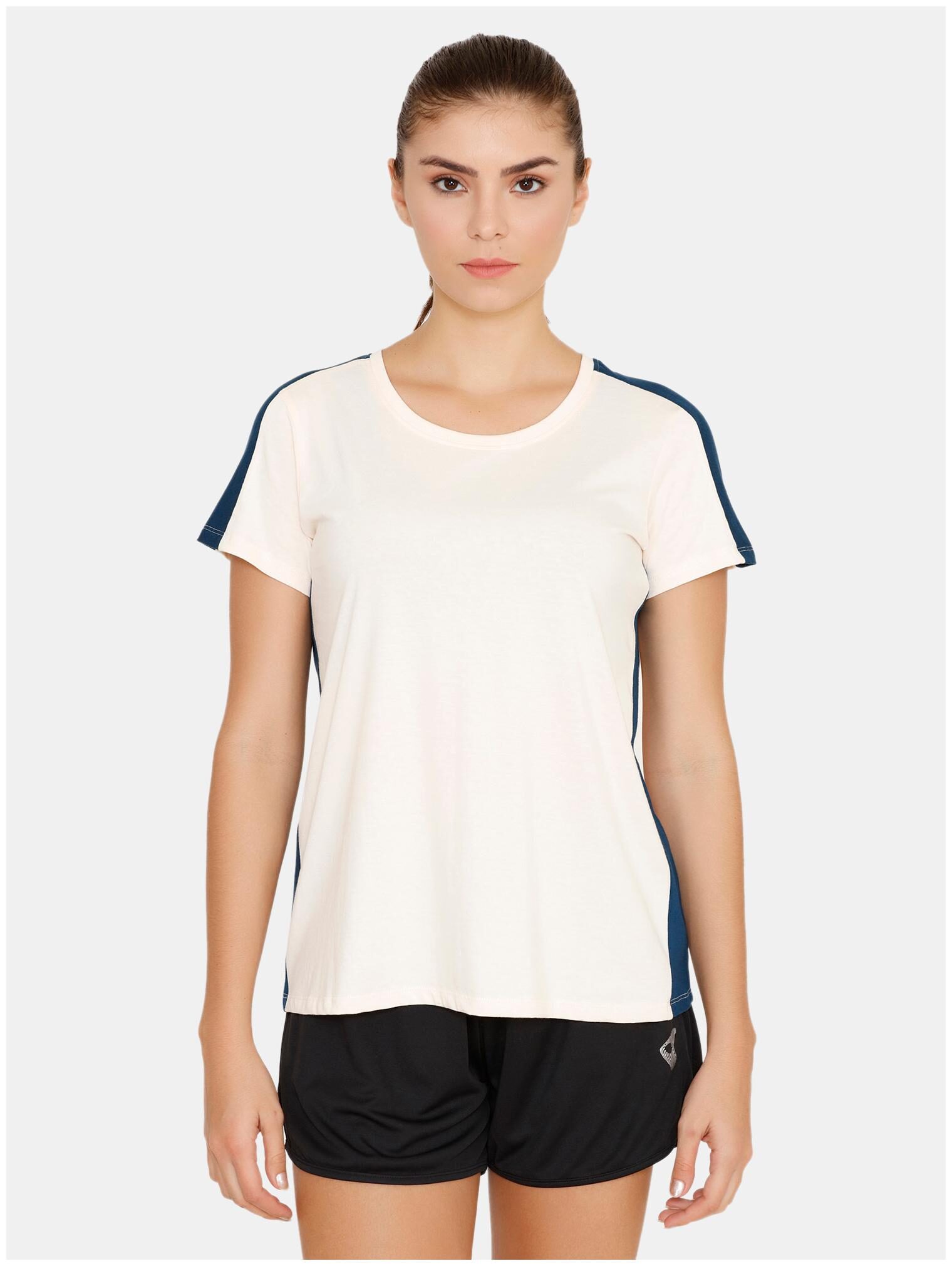 

Zelocity Women Solid Sports T-Shirt - Cream
