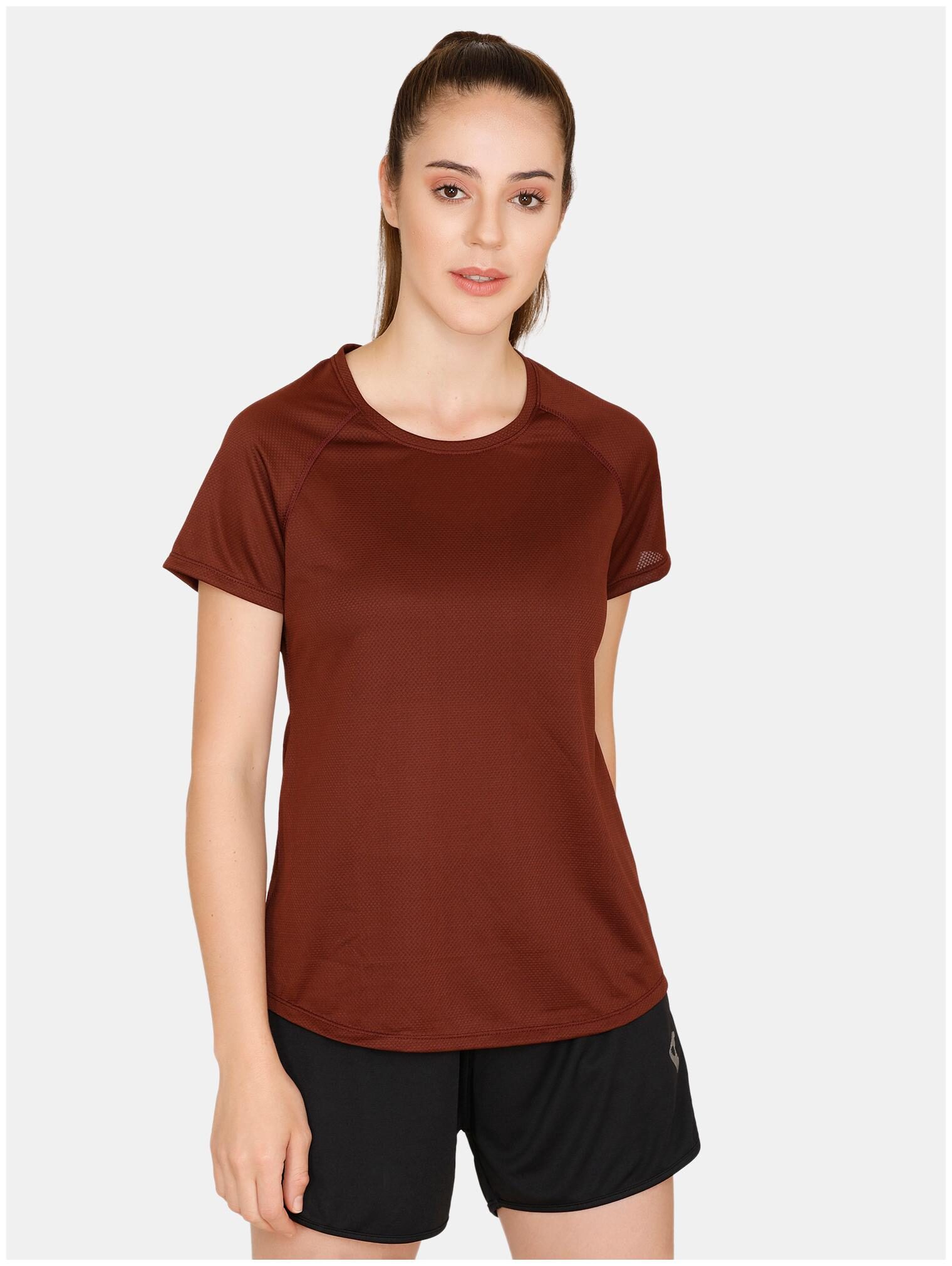 

Zelocity Women Solid Sports T-Shirt - Brown