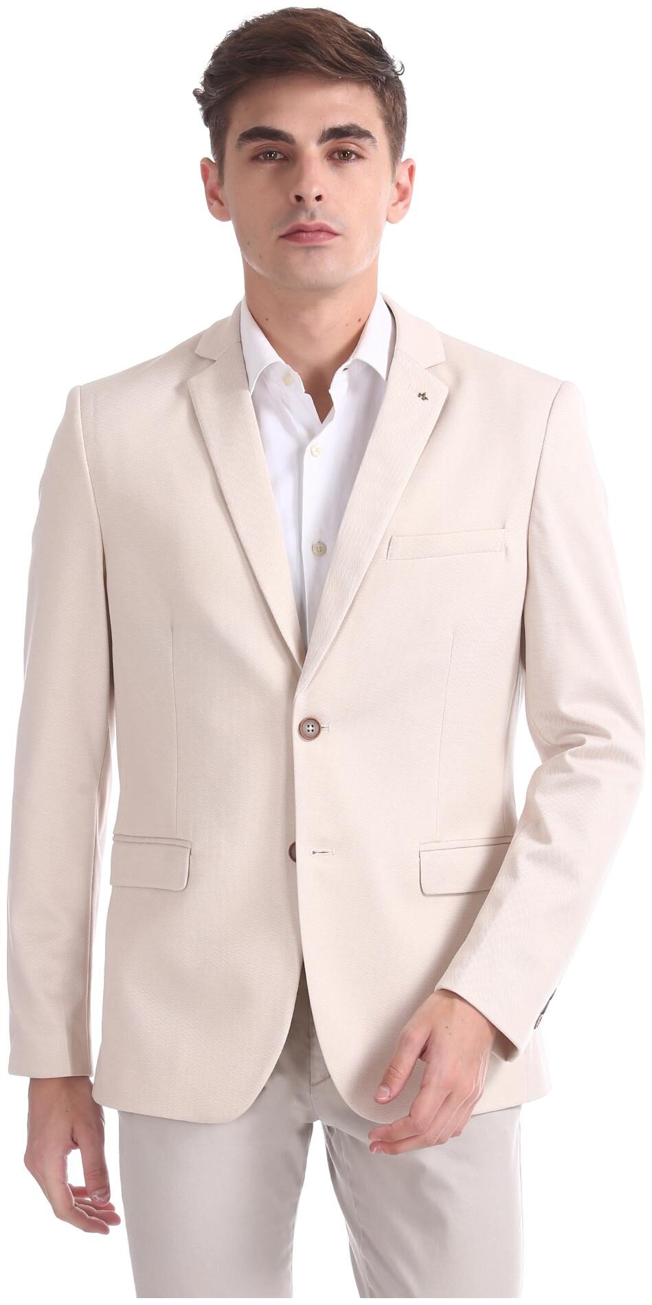 

Arrow Men Beige Solid Slim fit Single Breasted Blazer