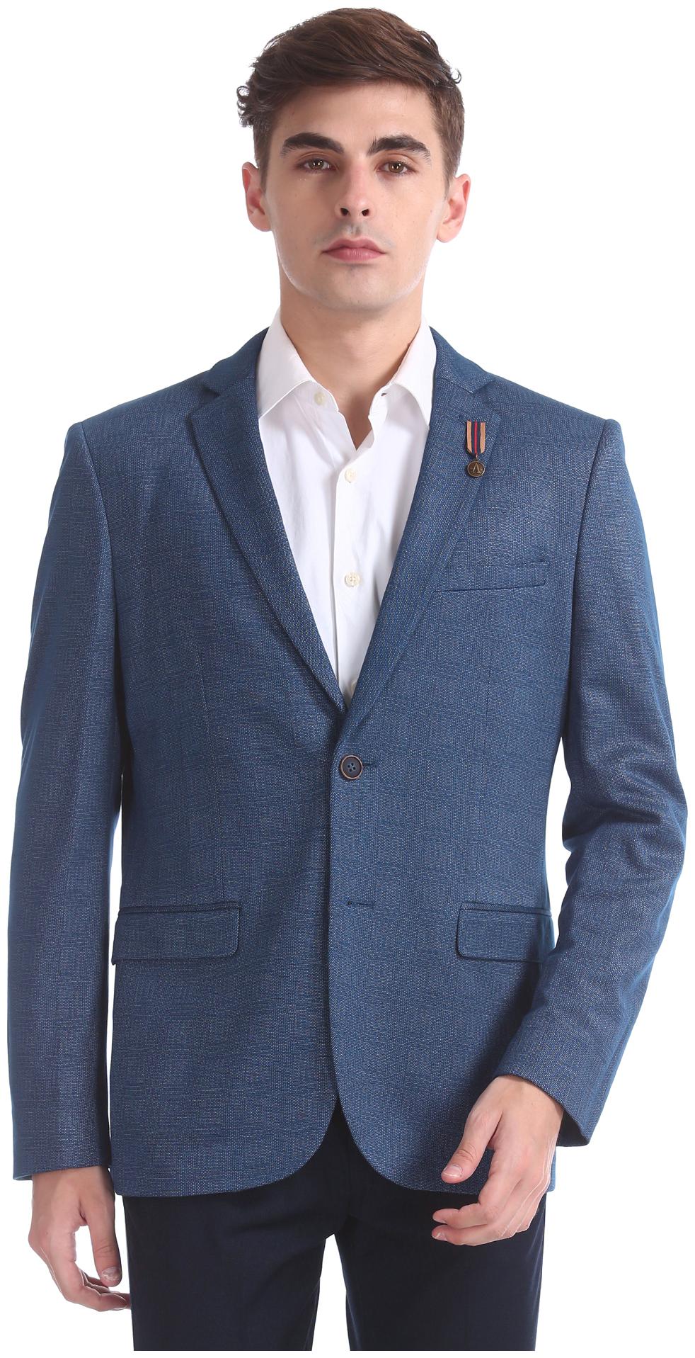 

Arrow Men Blue Solid Slim fit Single Breasted Blazer