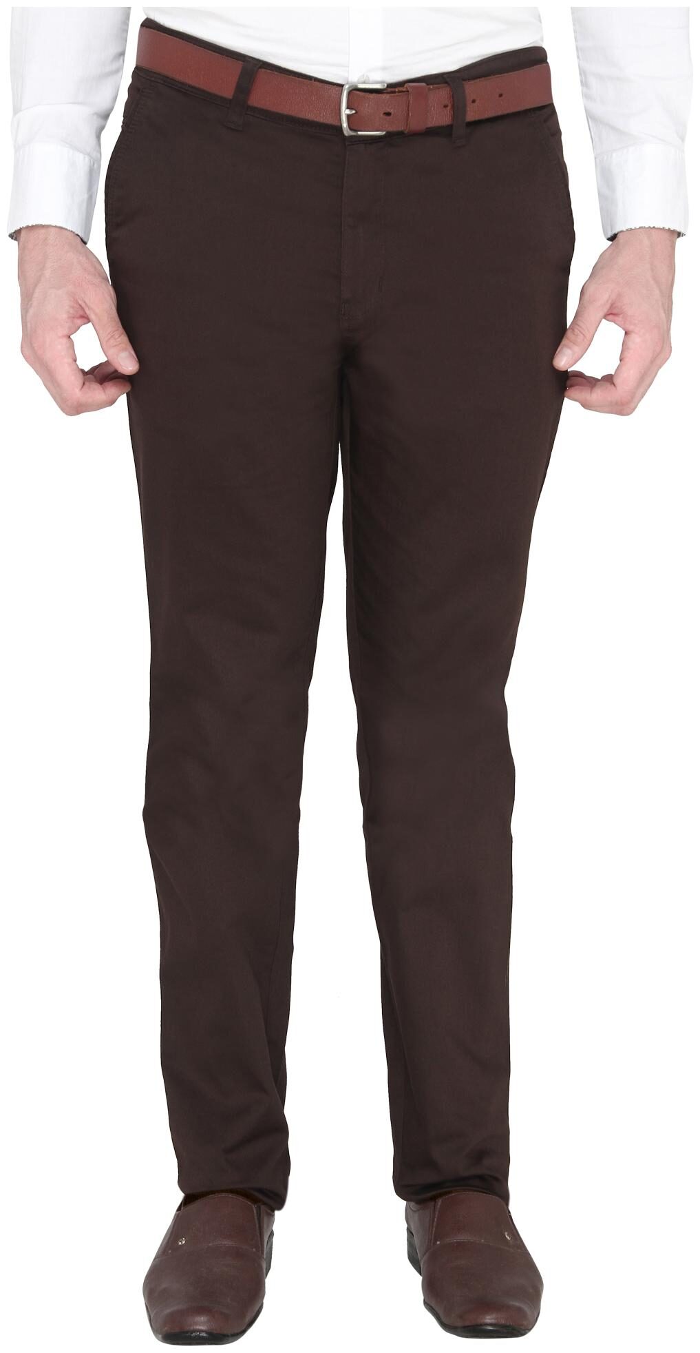 

Zido Men Brown Solid Slim fit Regular trousers