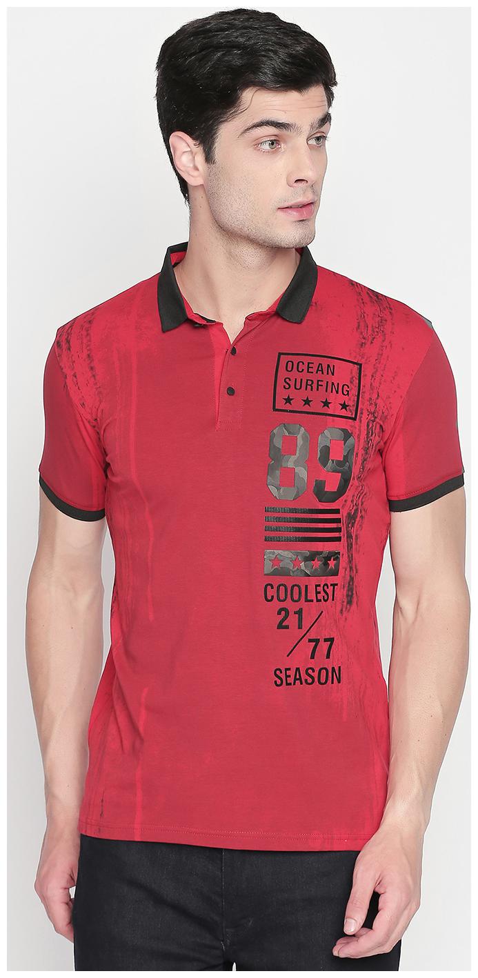 

Zido Men Red Regular fit Cotton Polo collar T-Shirt - Pack Of 1