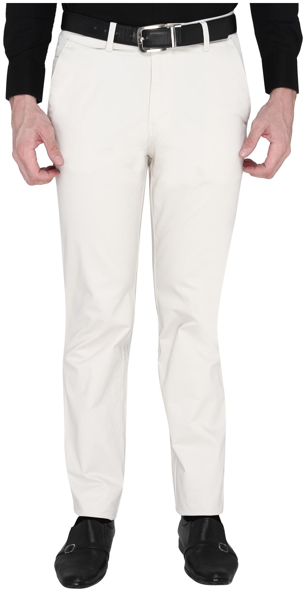 

Zido Men Cream Solid Slim fit Regular trousers
