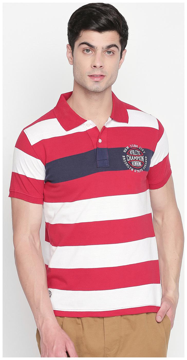 

Zido Men Red White Regular fit Cotton Blend Polo collar T-Shirt - Pack Of 1
