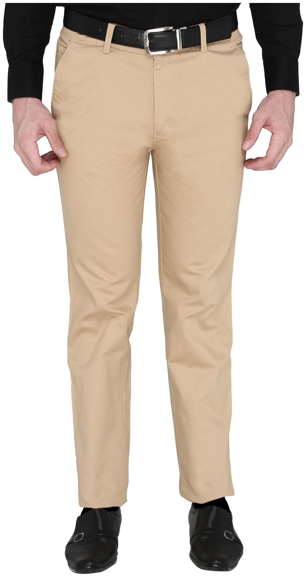 

Zido Men Beige Solid Slim fit Regular trousers
