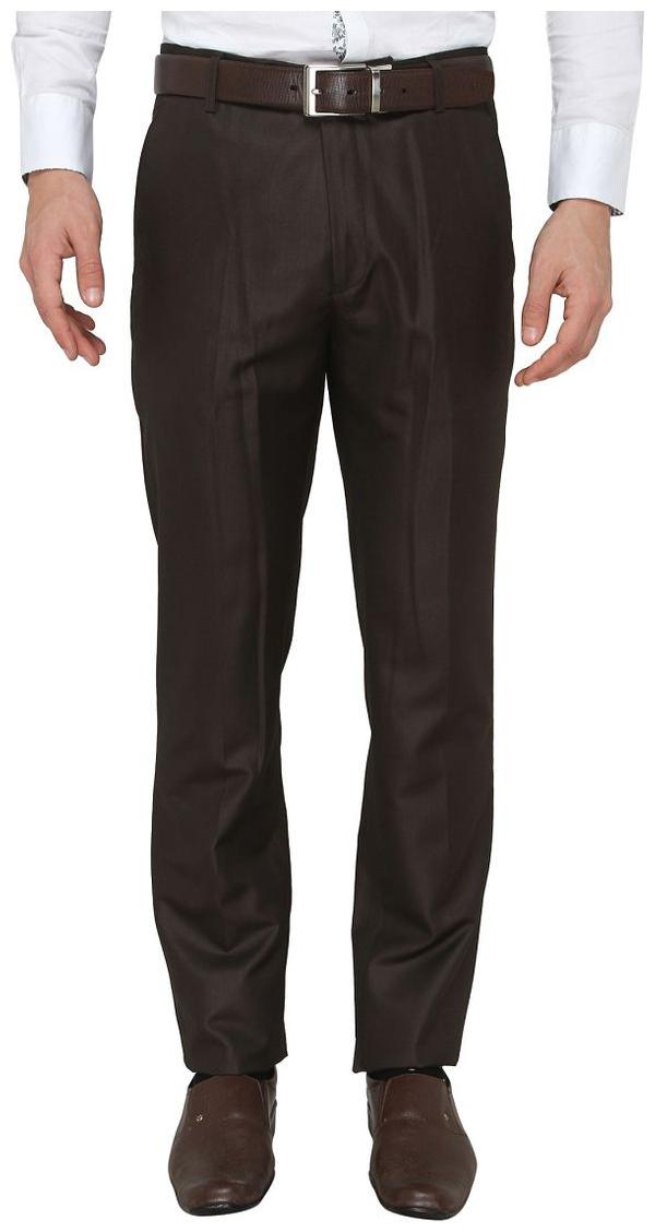 

Zido Men Solid Slim Fit Formal Trouser - Brown