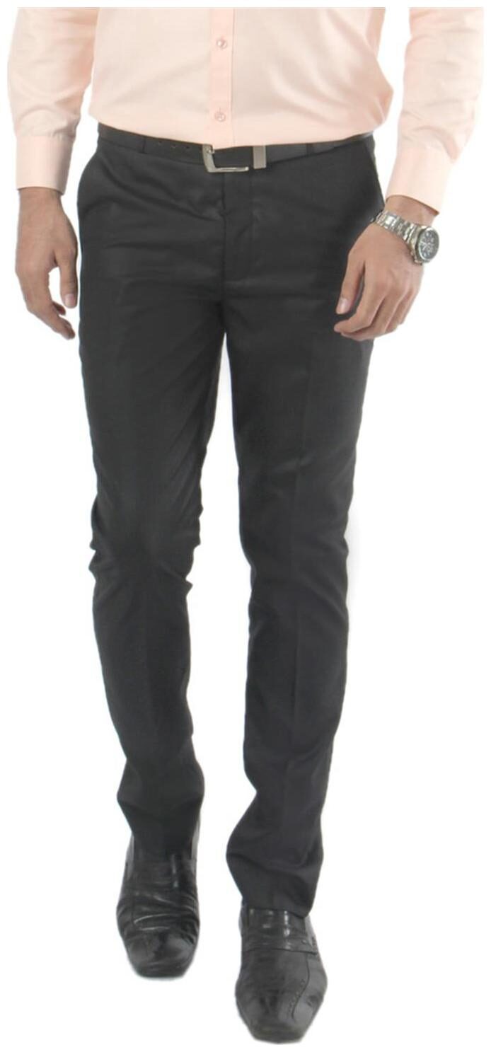 

Zido Men Solid Regular Fit Formal Trouser - Black