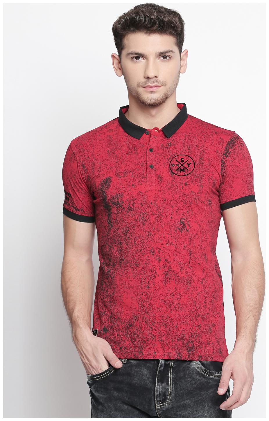 

Zido Men Red Regular fit Cotton Polo collar T-Shirt - Pack Of 1
