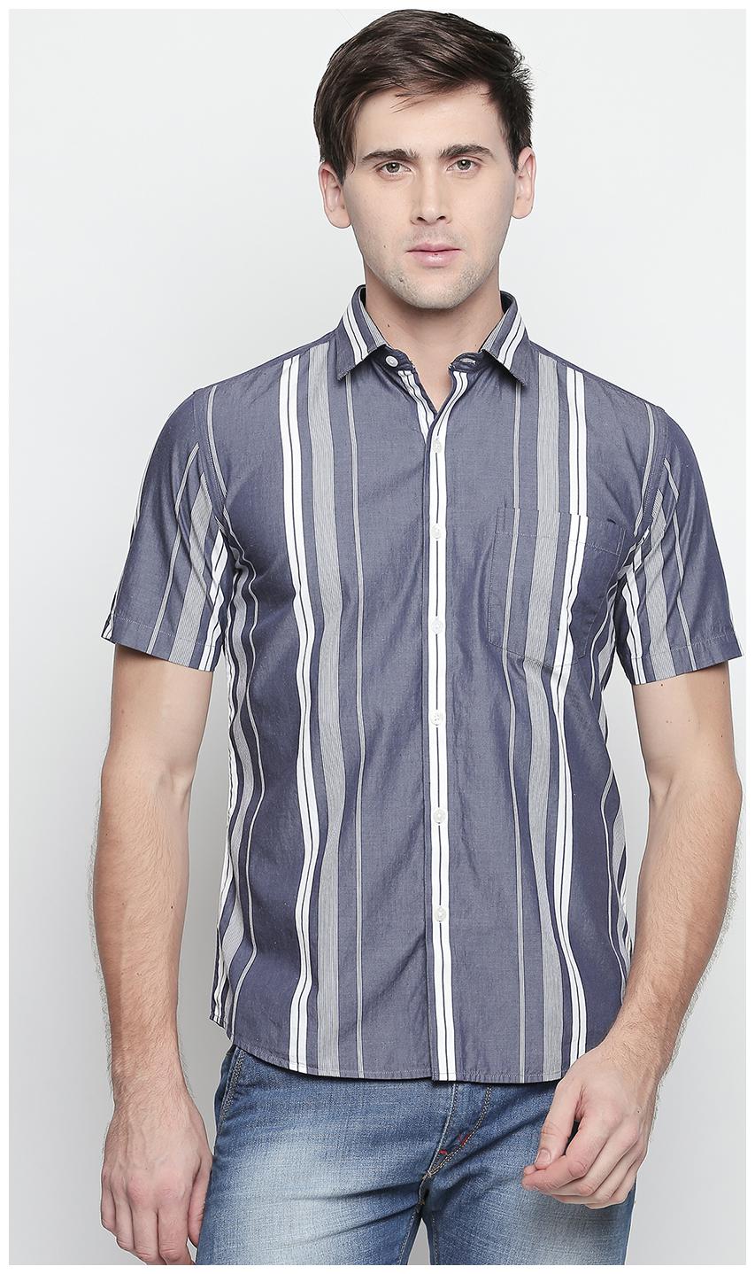 

Zido Men Blue Vertical Stripes Slim Fit Casual Shirt