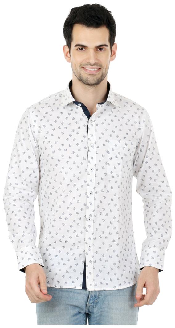 

Zido Men White Printed Slim Fit Casual Shirt