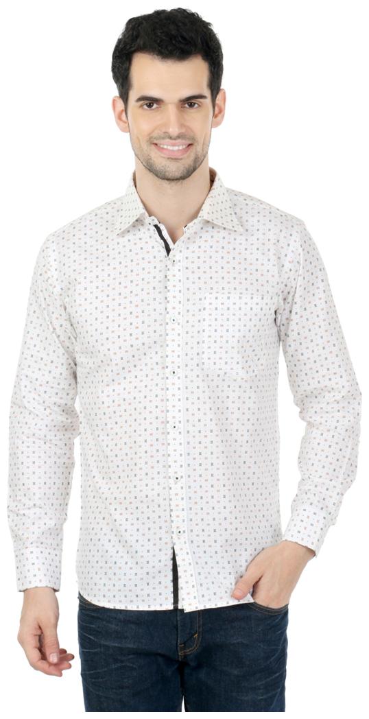 

Zido Men White Printed Slim Fit Casual Shirt