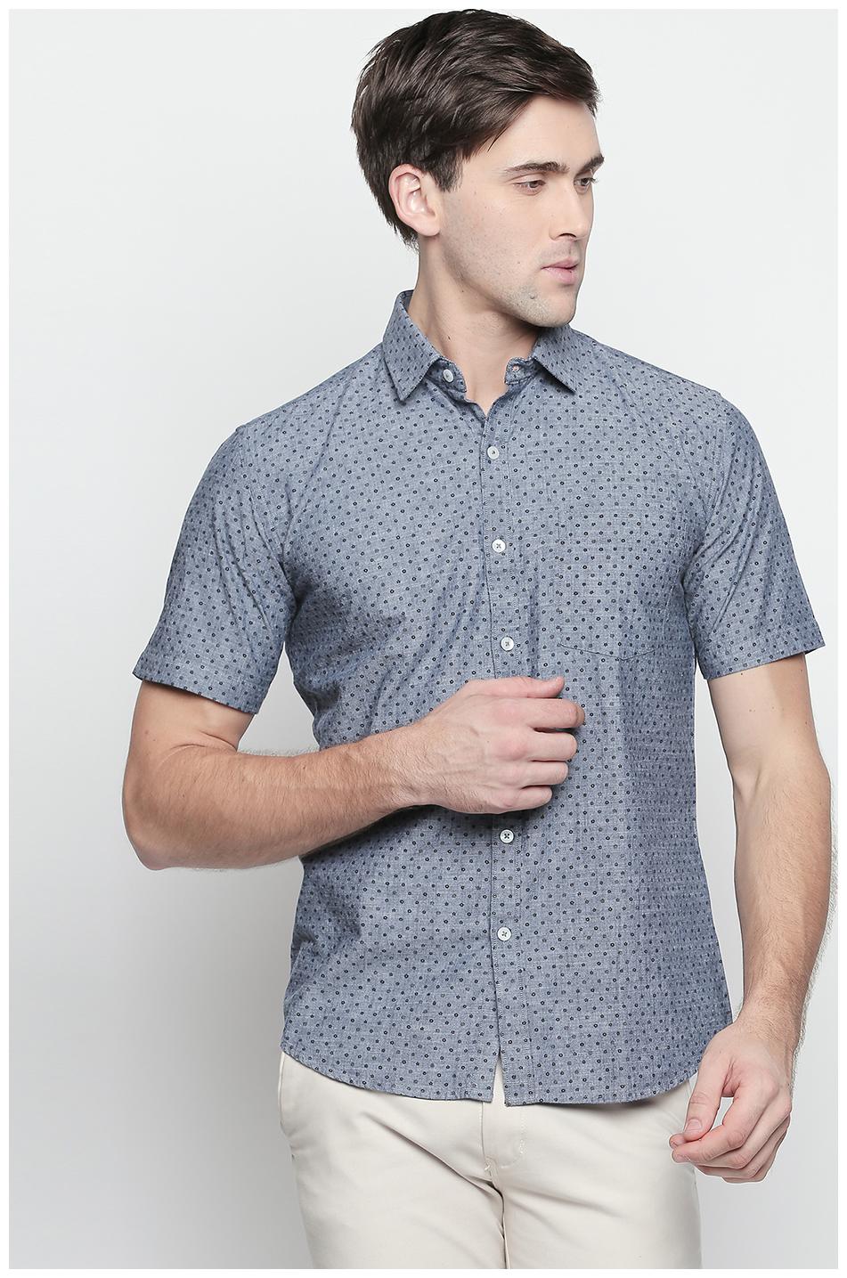 

Zido Men Grey Printed Slim Fit Casual Shirt