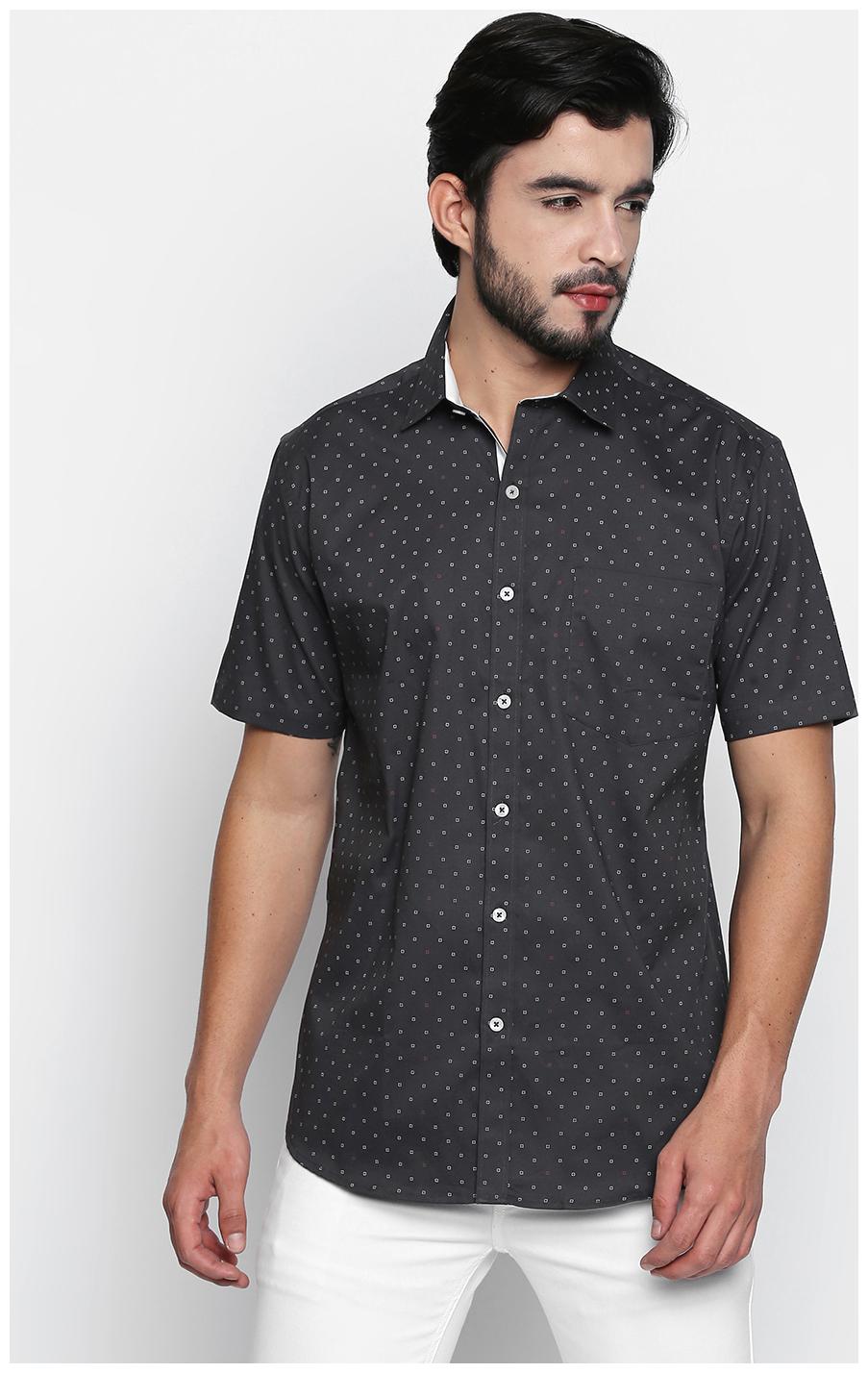 

Zido Men Grey Printed Slim Fit Casual Shirt