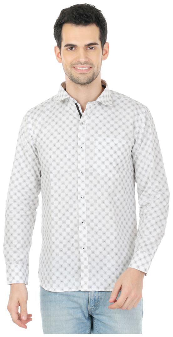 

Zido Men White Printed Slim Fit Casual Shirt