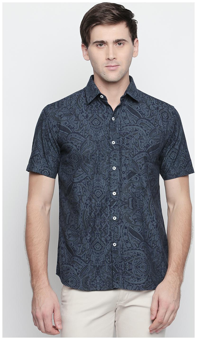 

Zido Men Blue Printed Slim Fit Casual Shirt