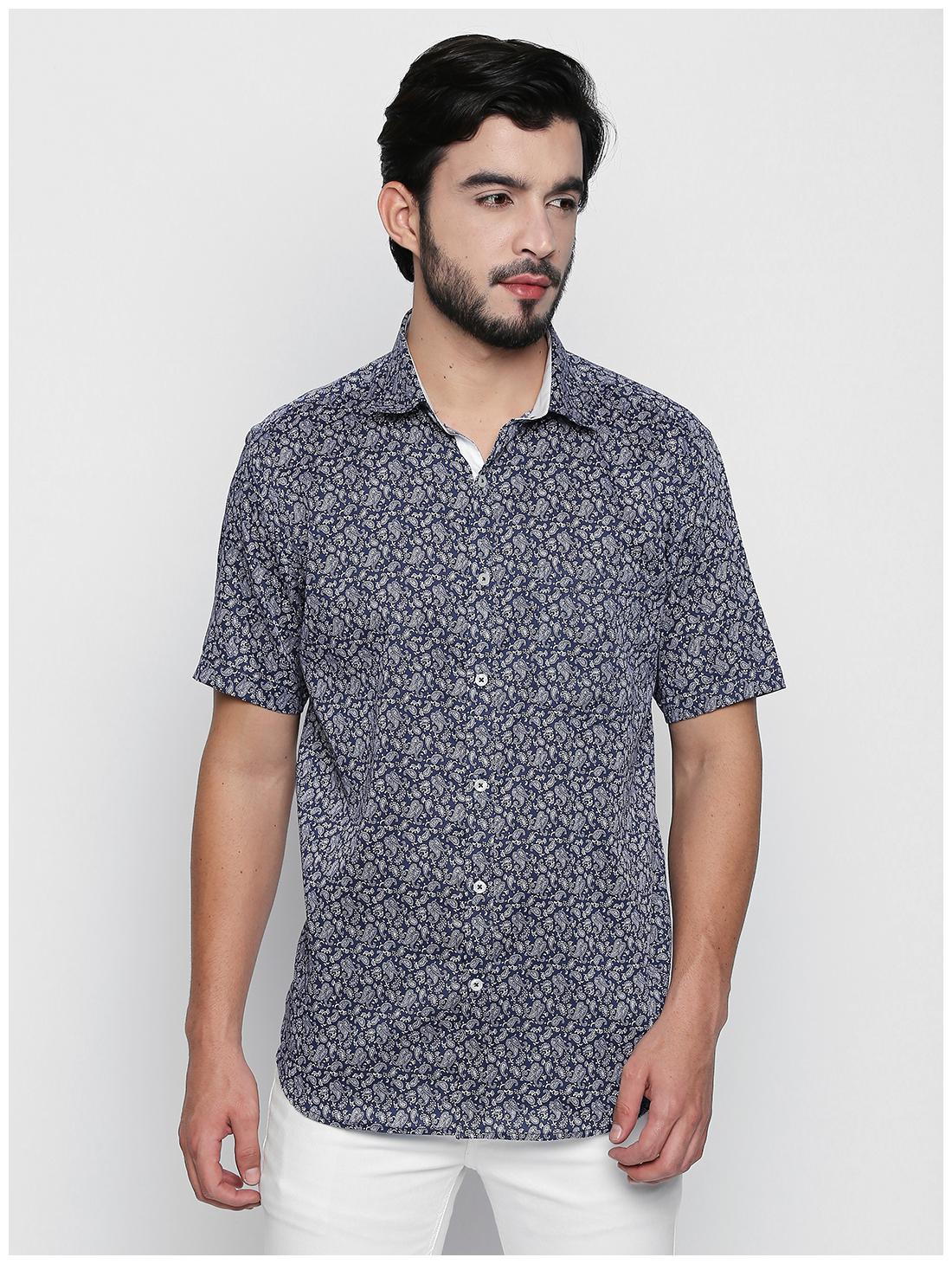 

Zido Men Blue Printed Slim Fit Casual Shirt
