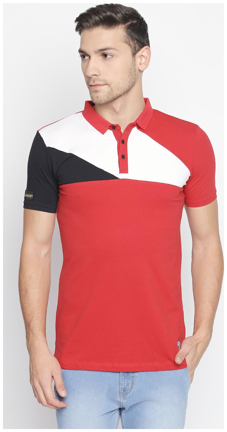 

Zido Men Red Regular fit Cotton Lycra Polo collar T-Shirt - Pack Of 1