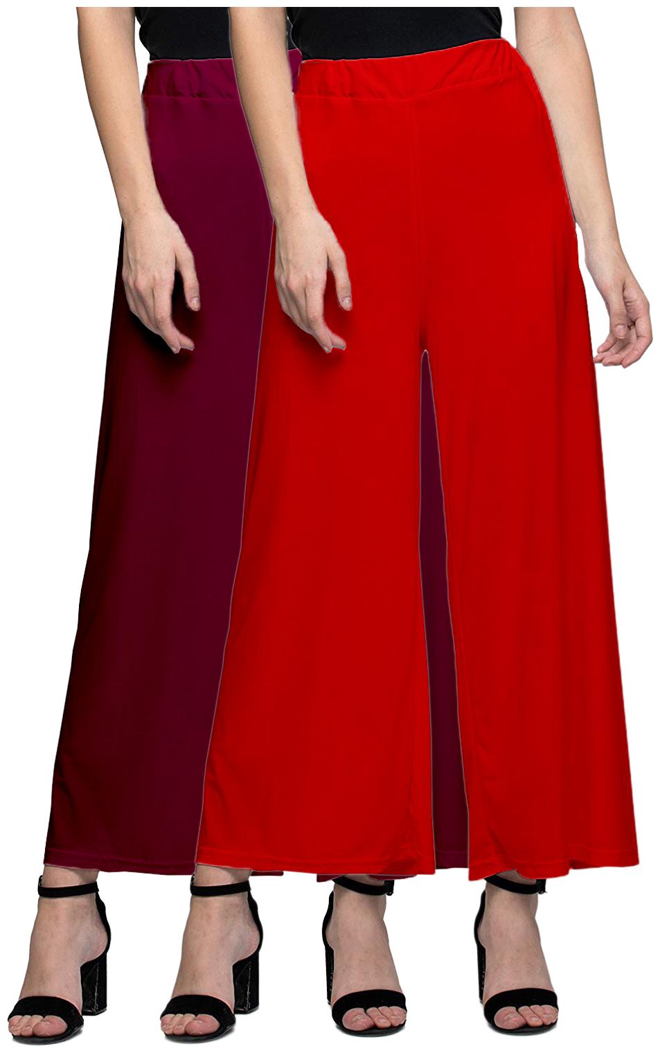 

Zindwear Maroon Red Solid Straight Palazzo