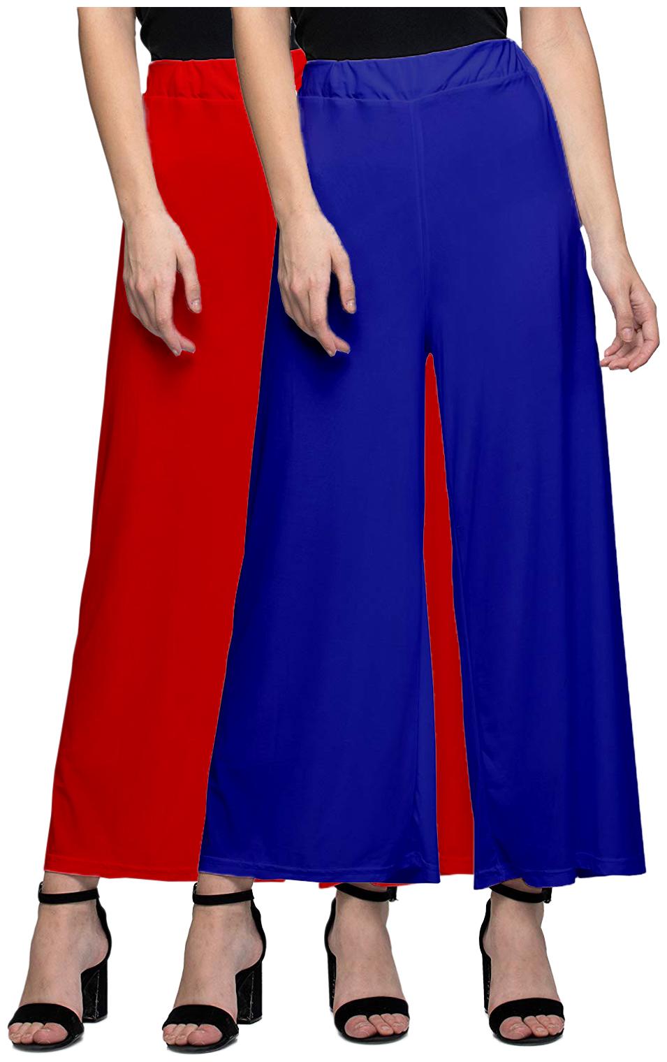

Zindwear Red Blue Solid Straight Palazzo