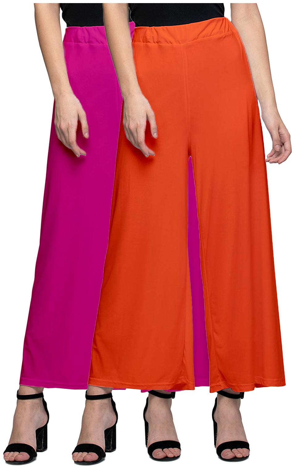 

Zindwear Pink Orange Solid Straight Palazzo