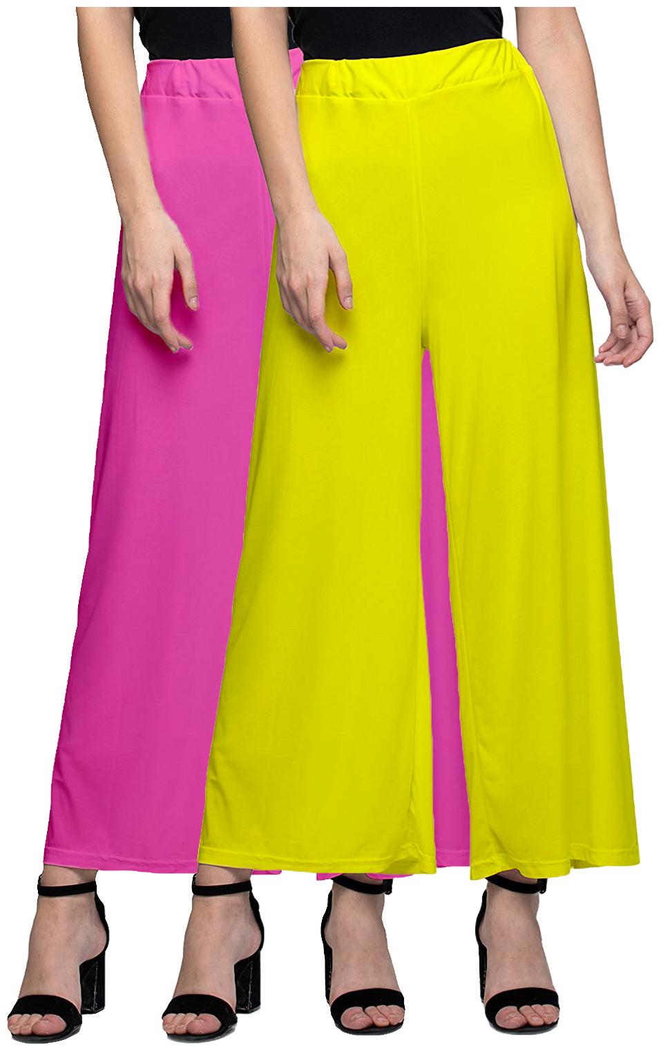 

Zindwear Pink Yellow Solid Straight Palazzo