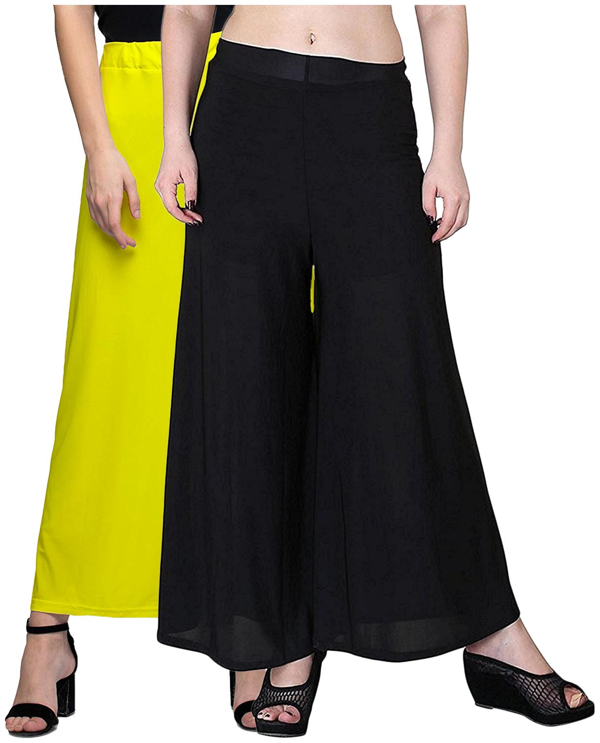 

Zindwear Black Yellow Solid Straight Palazzo