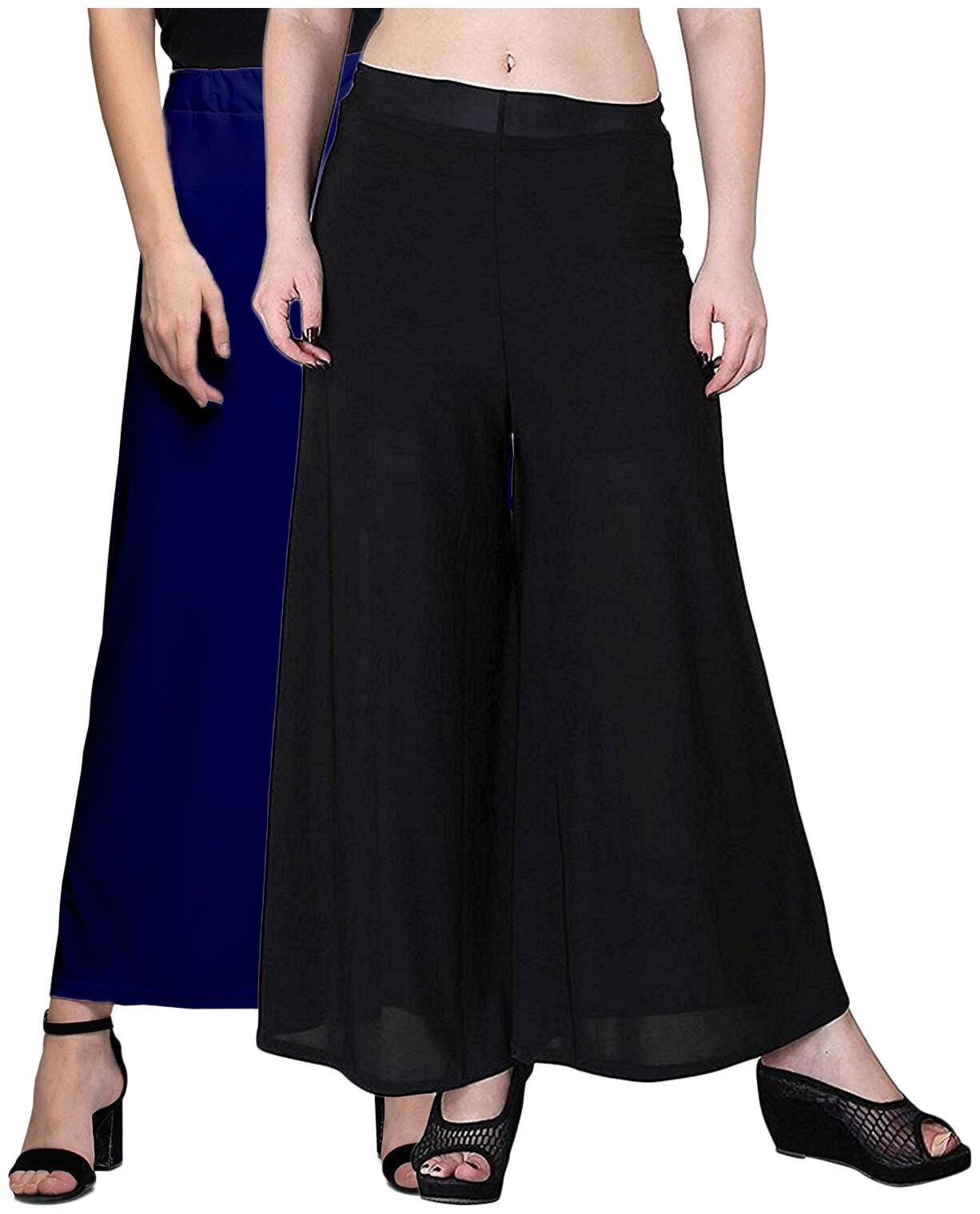 

Zindwear Black Navy Blue Solid Straight Palazzo