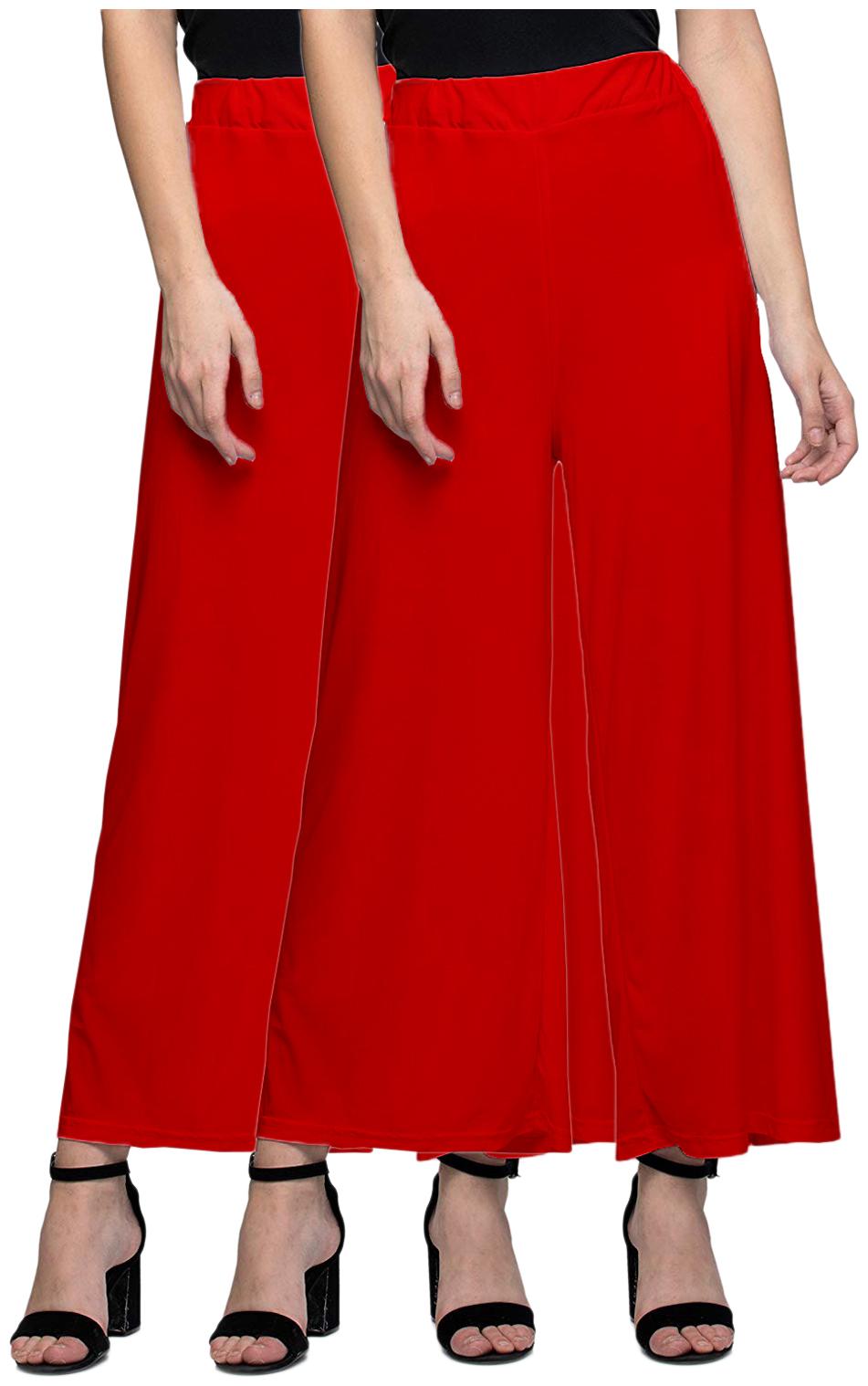 

Zindwear Red Solid Straight Palazzo