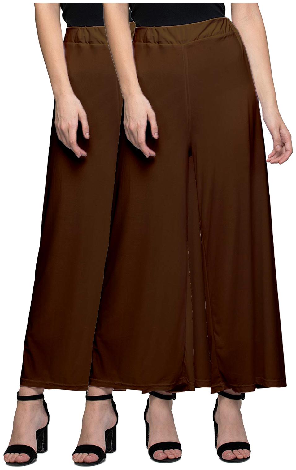 

Zindwear Brown Solid Straight Palazzo