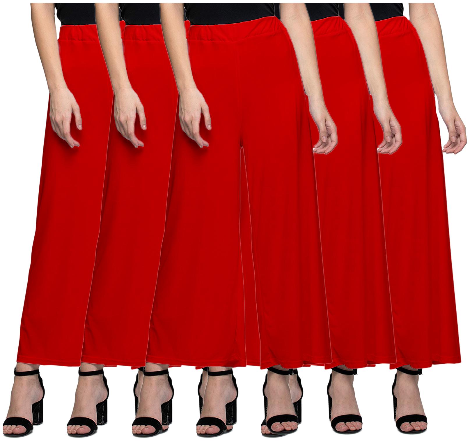 

Zindwear Red Solid Straight Palazzo
