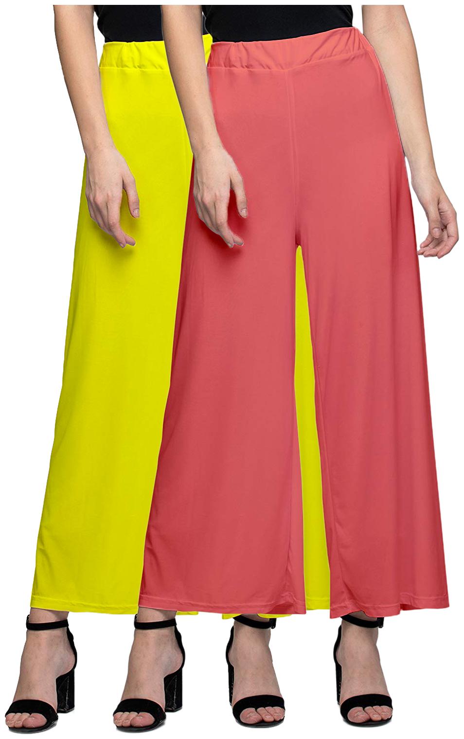 

Zindwear Peach Yellow Solid Straight Palazzo