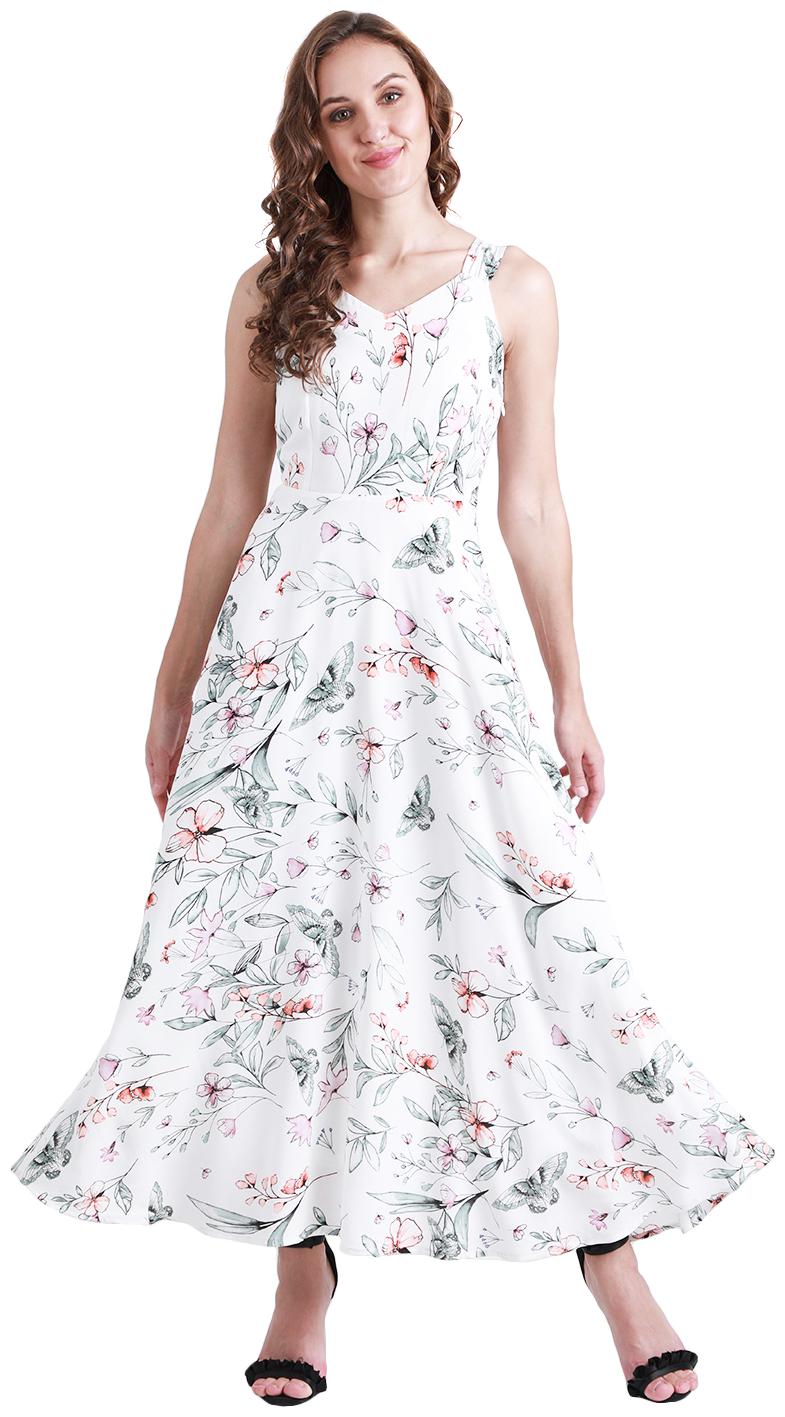 

Zink London White Floral A-line dress