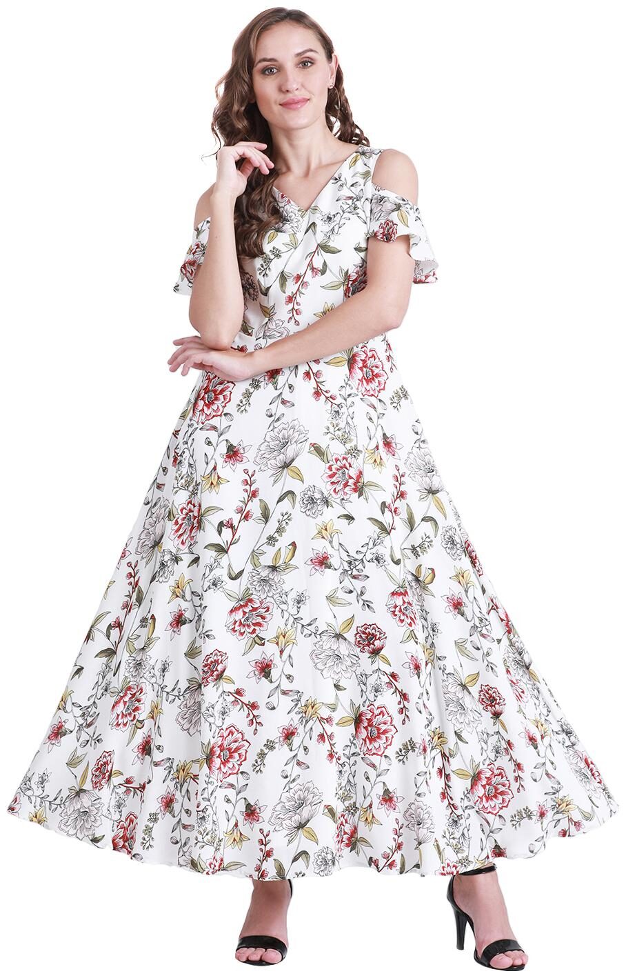 

Zink London White Floral A-line dress