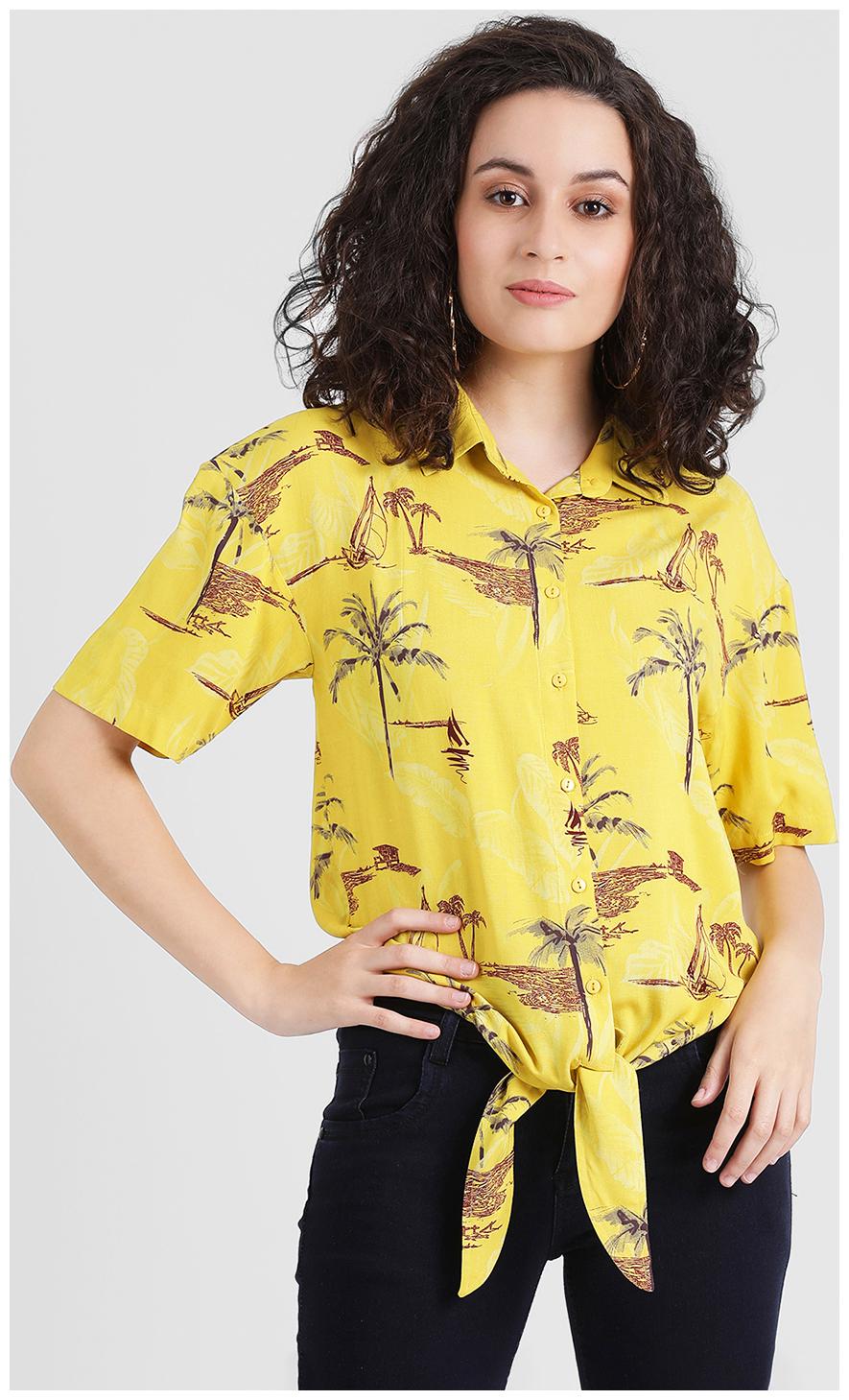 

Zink London Women Yellow Printed Regular Fit Shirt