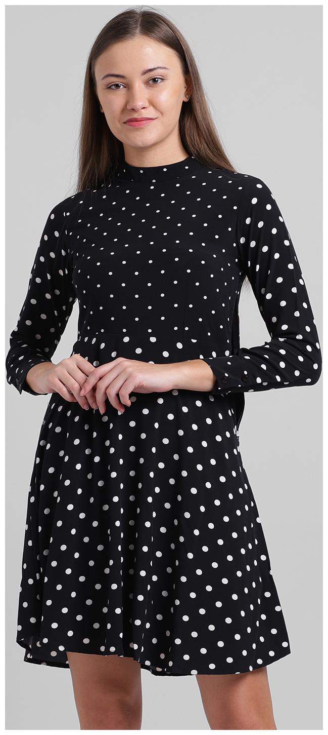 

Zink London Black Polka dots A-line dress