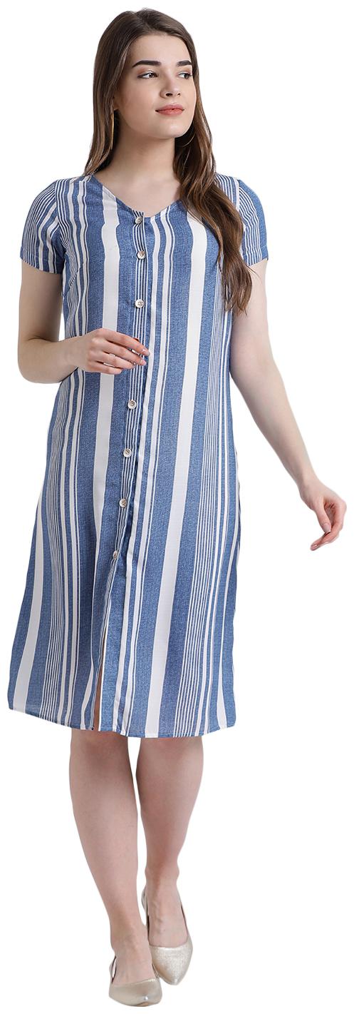 

Zink London Blue Striped Fit flare dress