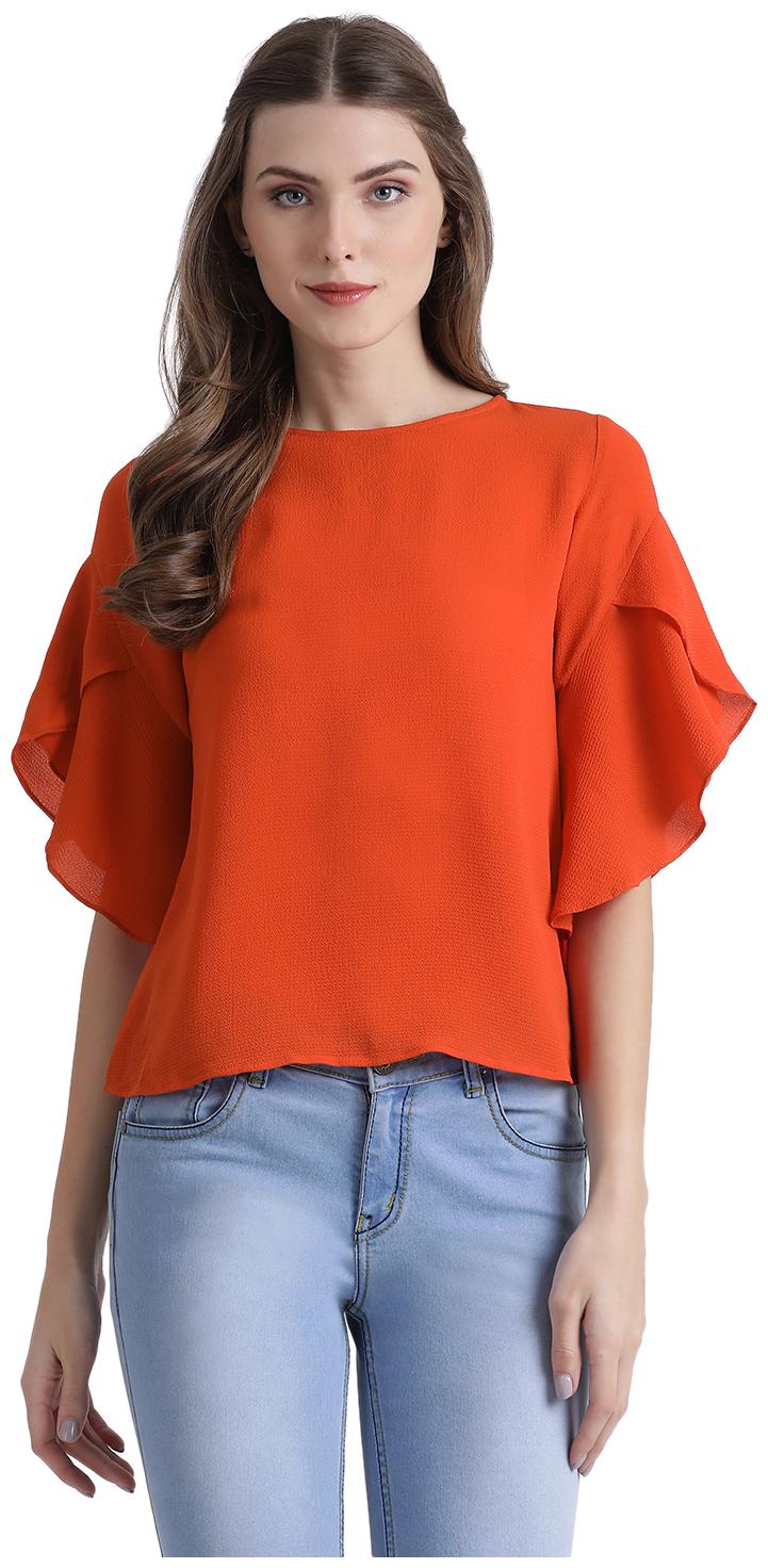

Zink London Women Solid Boxy top - Orange