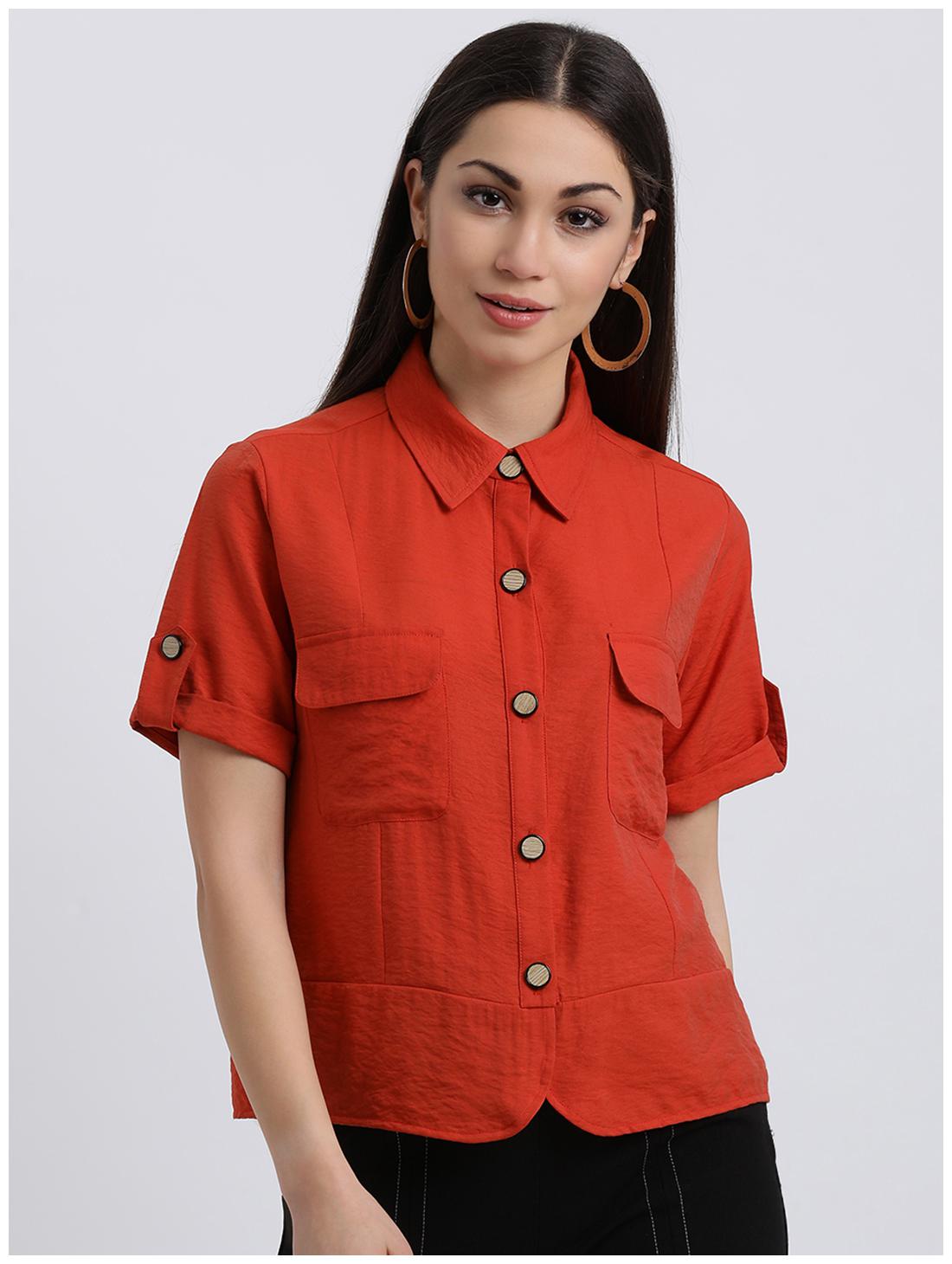 

Zink London Women Red Solid Regular Fit Shirt