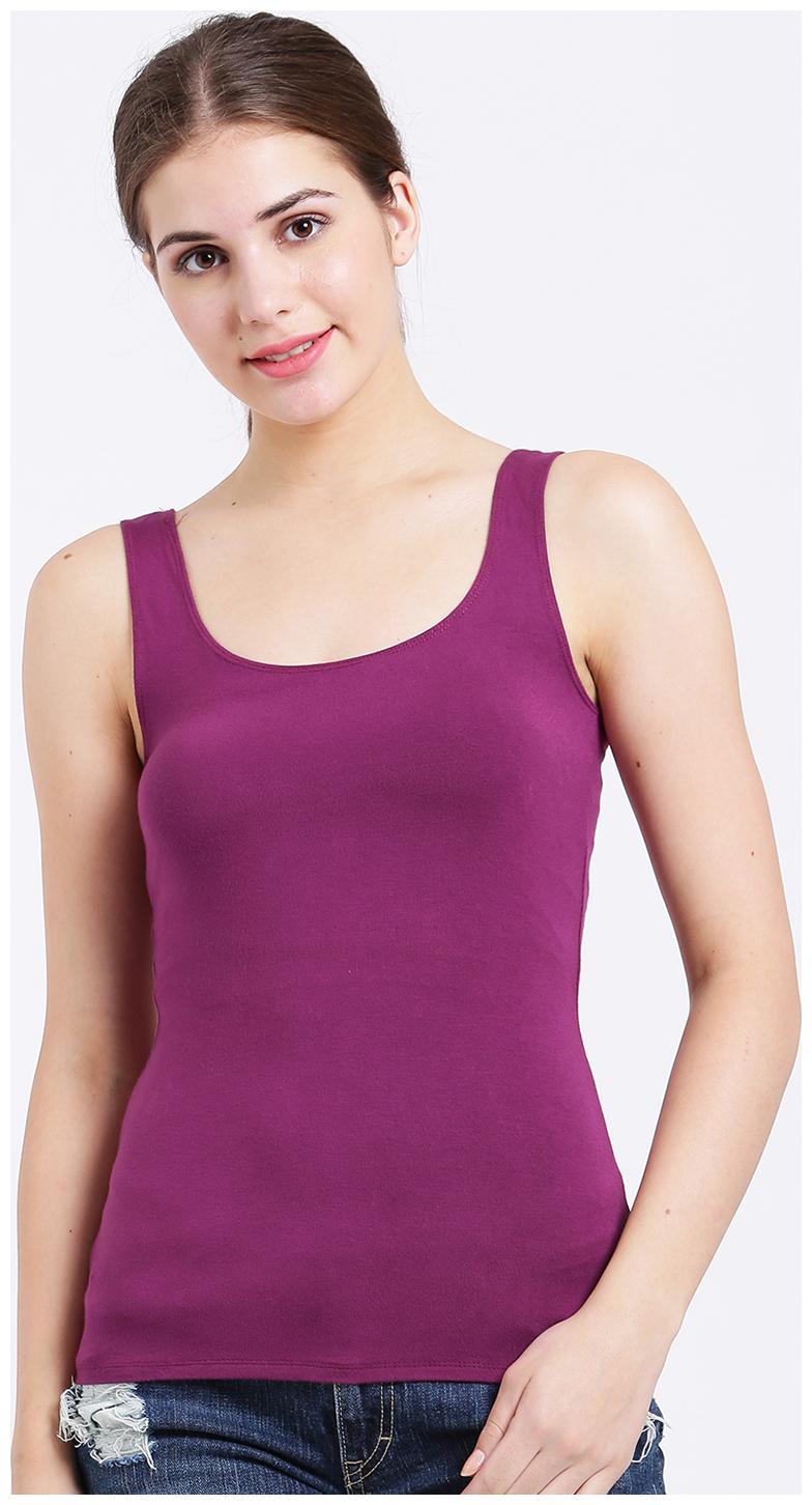 

Zink London Women Purple Body fit Round neck Polyester Tank top