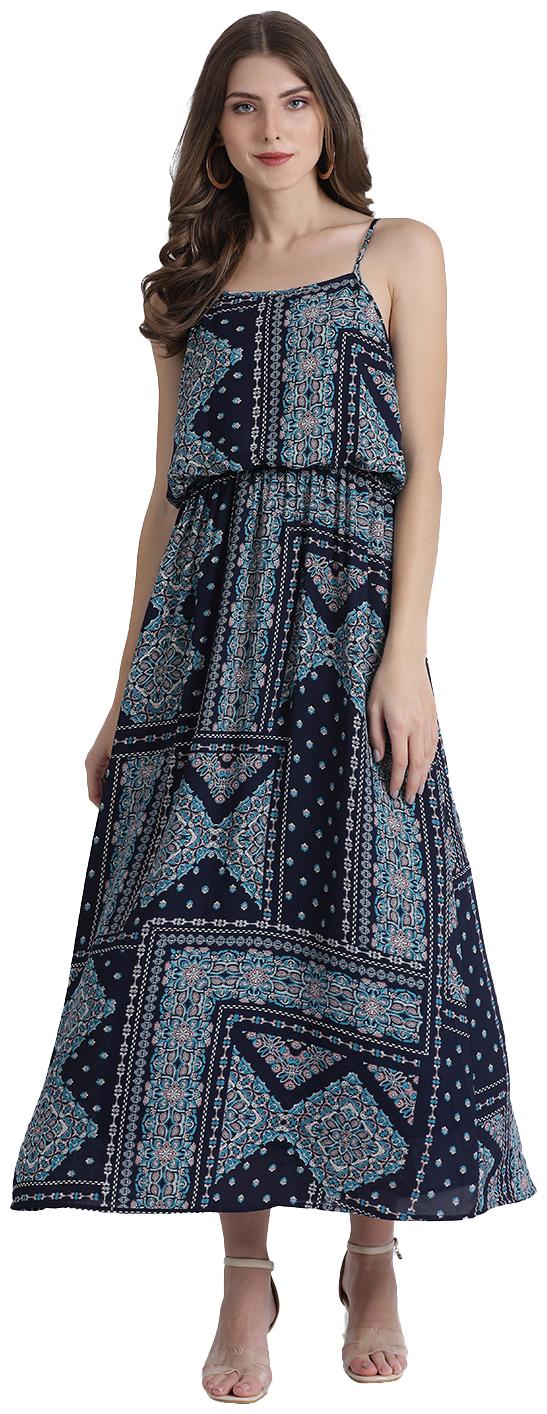 

Zink London Blue Printed Blouson dress
