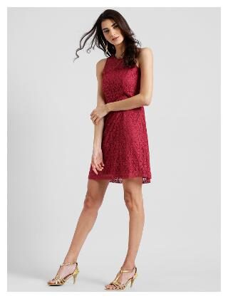 

Zink London Red Geometric A-line dress