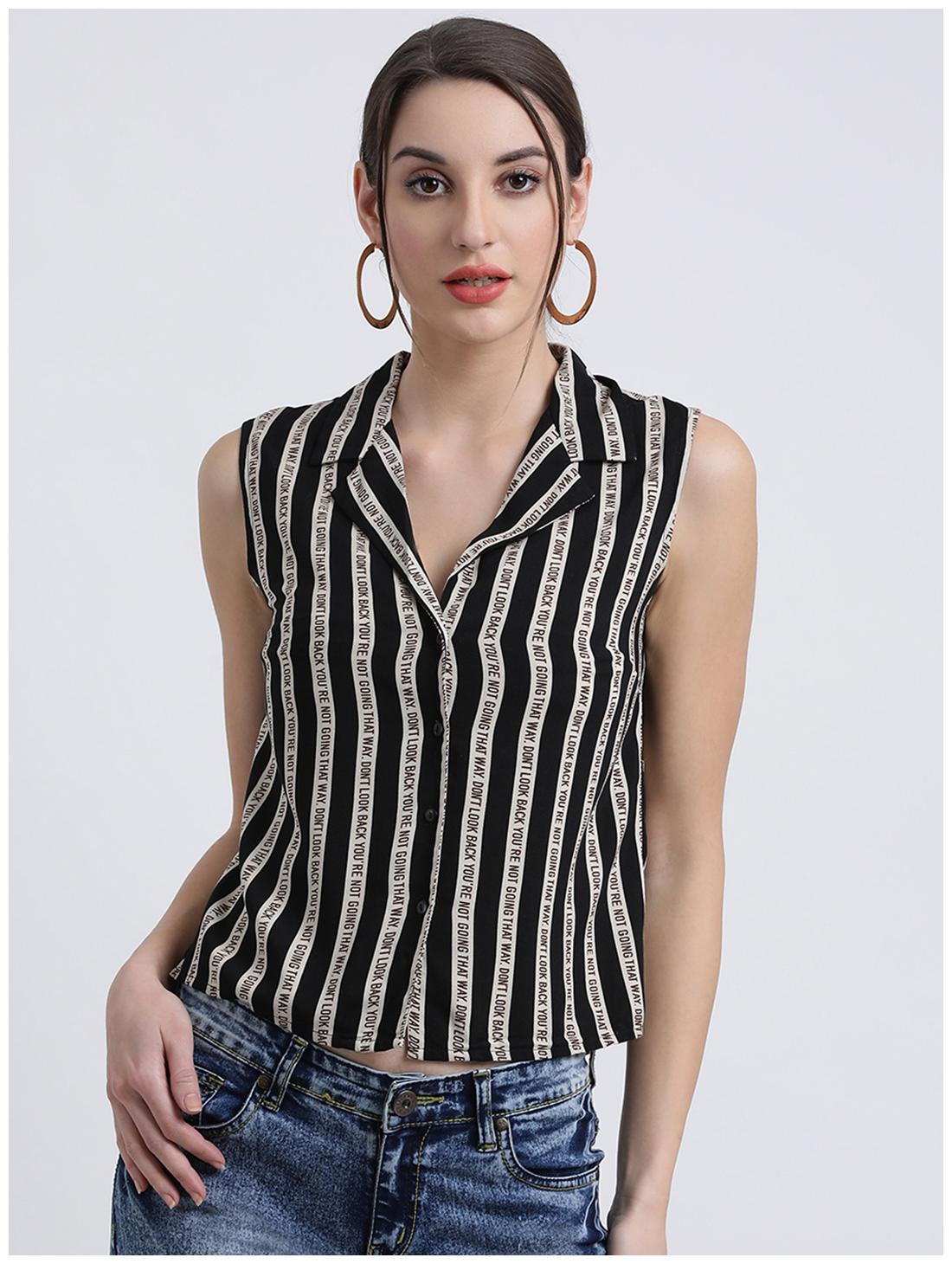 

Zink London Women Striped Shirt style - Black