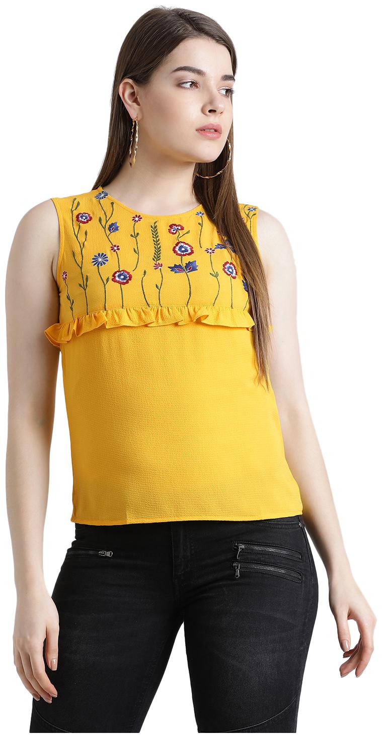 

Zink London Women Embroidered Regular top - Yellow