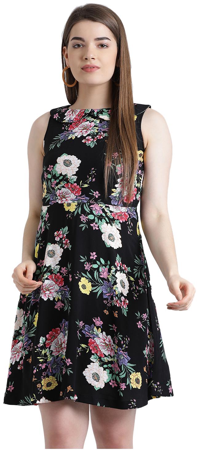 

Zink London Black Floral A-line dress