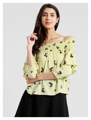

Zink London Long Sleeves Printed Fitted Top for Women