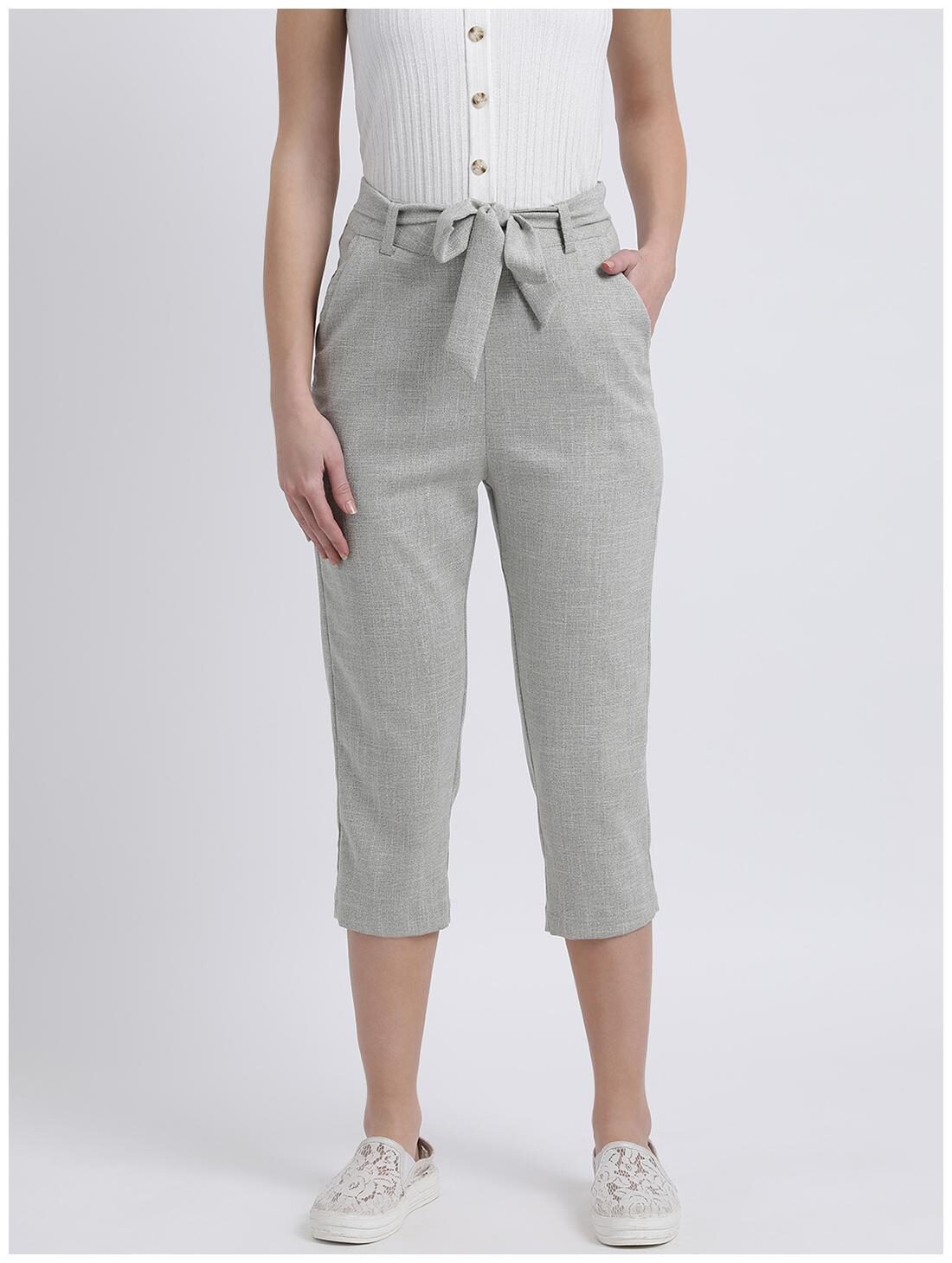 

Zink London Women Grey Narrow fit Cropped trousers