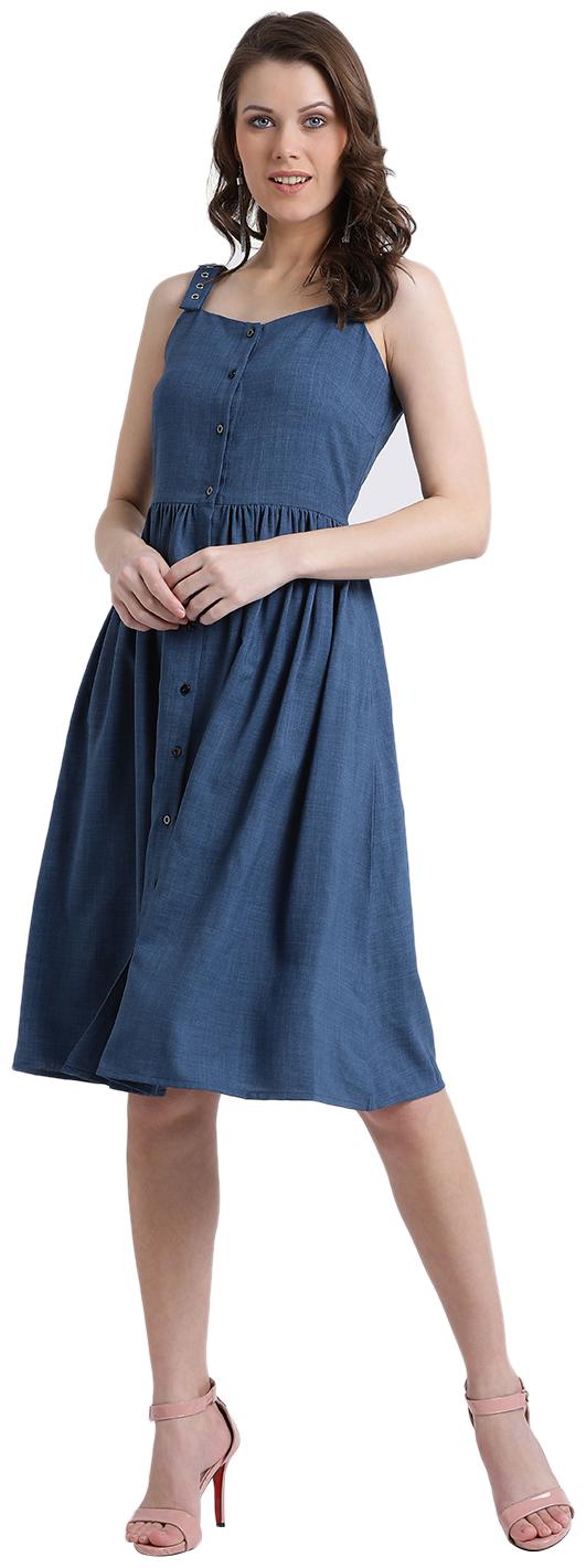

Zink London Blue Solid Fit flare dress