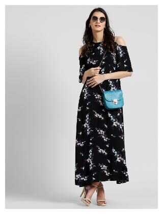 

Zink London Black Geometric Maxi dress