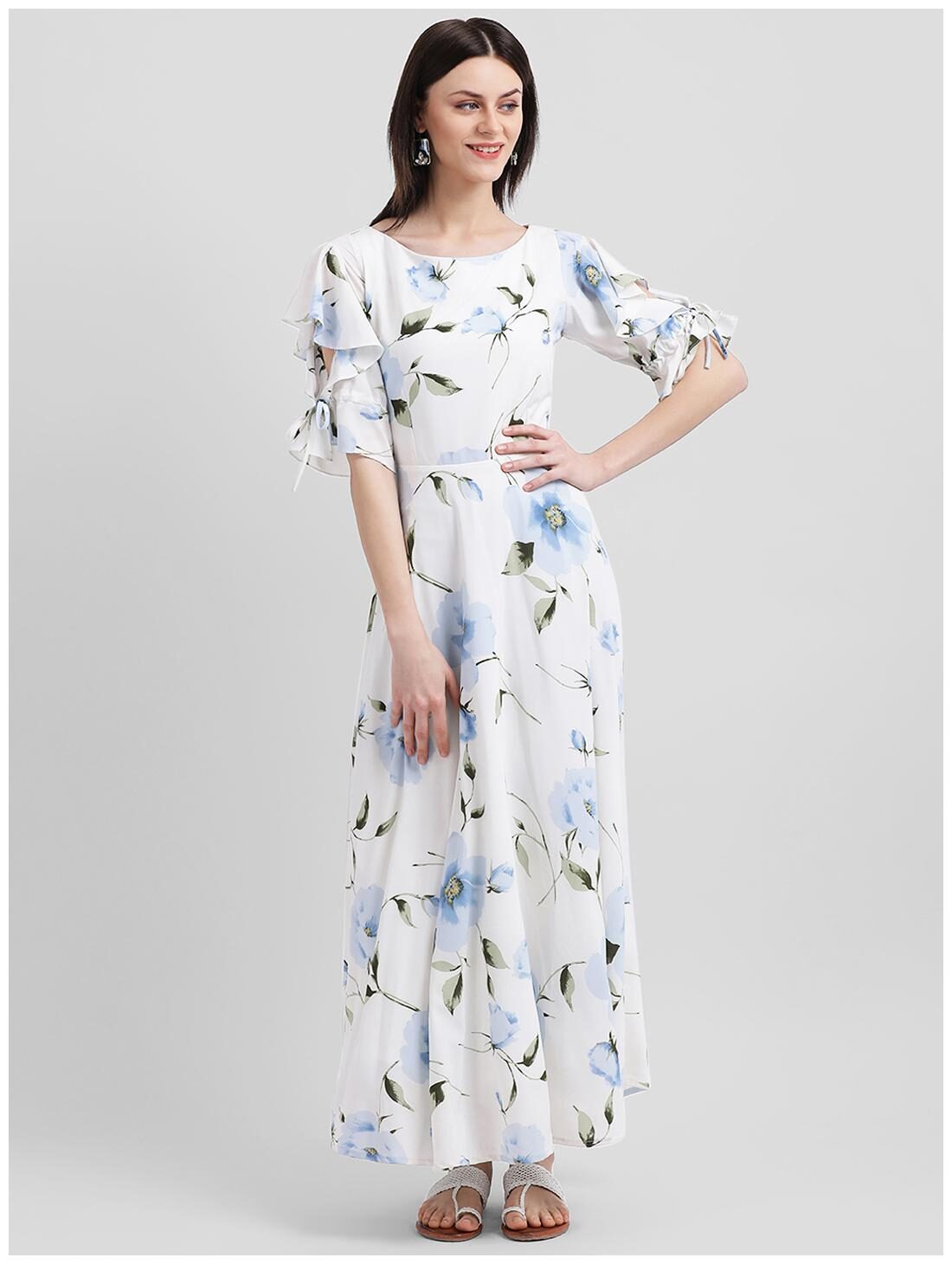

Zink London White Floral Fit flare dress